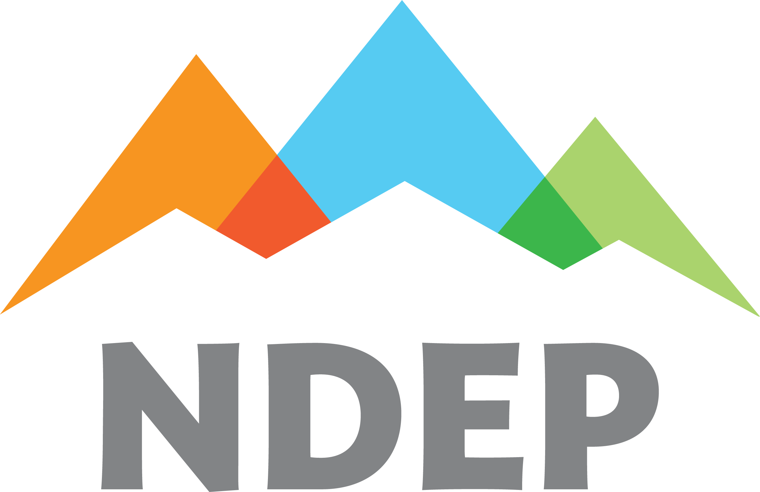 NDEP logo with 5 colors: orange, red, blue, dark green, and light green